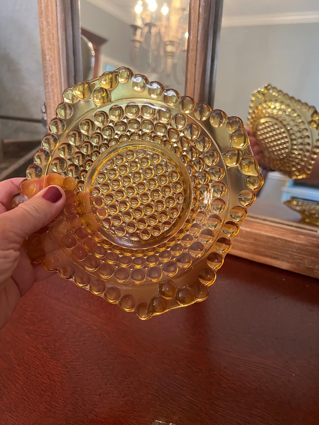 Vintage Indiana Glass Amber Hobnail Dish - Etsy