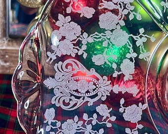 Cambridge Rose Point Bread Plate: Etched Crystal Glassware, 6 Inch