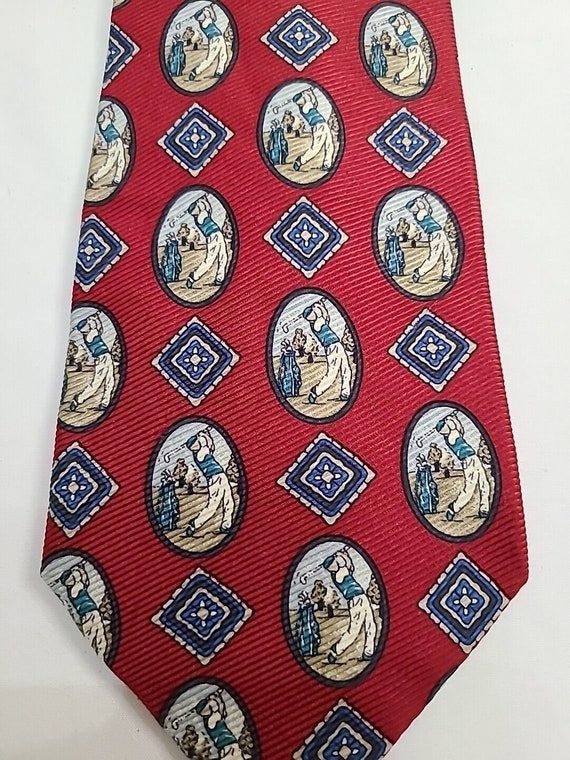 Burberrys Silk Neck Tie All Over Golfer Print - image 2