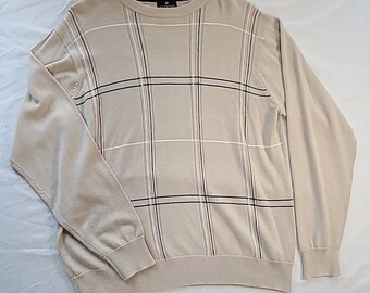 Fusion Mens Fashion Sweater Size L Windowpane Pattern Nice