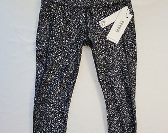 RBX Capri-Leggings für Damen, Größe S, hohe Taille, Konfetti-Muster mit Taschen