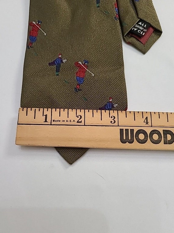 Burberrys Silk Neck Tie All Over Golfer Embroidery - image 6