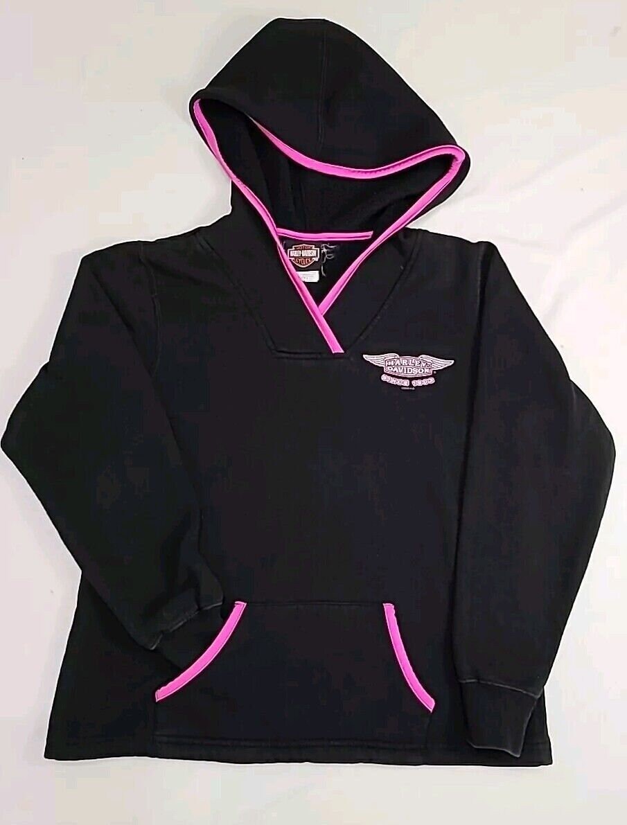 Harley Davidson Womens Size Small Pull Over Hoodie Jacket Black Pink Y2K Etsy UK