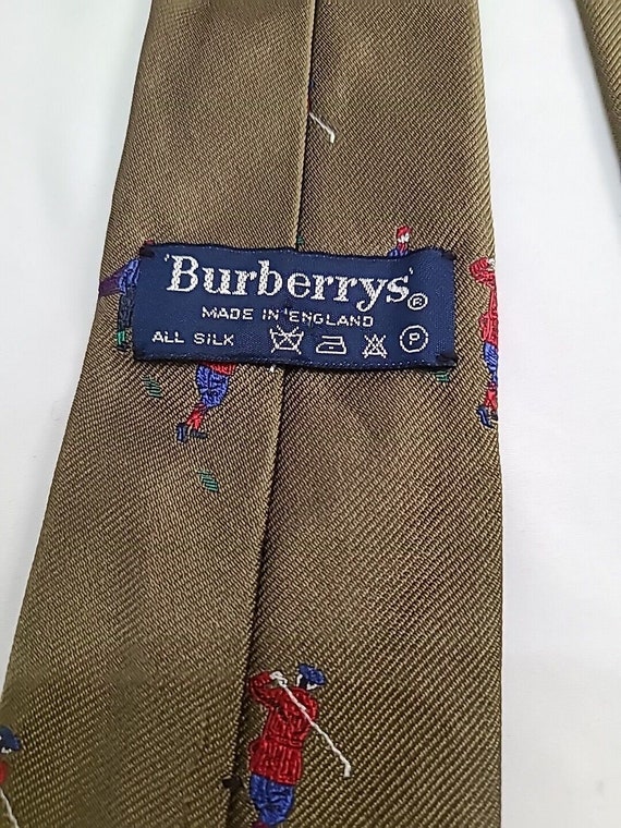 Burberrys Silk Neck Tie All Over Golfer Embroidery - image 3