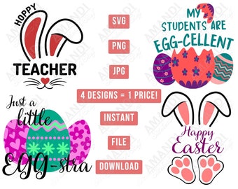 Easter SVG Bundle, Hoppy Teacher PNG (Digital Download)