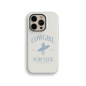 Coastal Cowgirl Surf Club Aesthetic Blue Brown Western Tough iPhone Case For iPhone 14, iPhone 13, iPhone 12, 11 Pro iPhone 15 Pro Max Cover