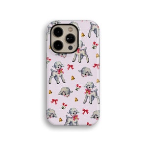 Pink Coquette Aesthetic Baby Lamb Baby Animals Tough Protective iPhone 15 iPhone 12 iPhone 13 Pro Case iPhone 14 Pro Max Case Pretty Cover