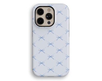 Coquette Aesthetic Blue Bows Cute Tough iPhone Case for iPhone 16, iPhone 12, iPhone 13 Pro, iPhone 14 Pro Max, iPhone 15 Pro Max