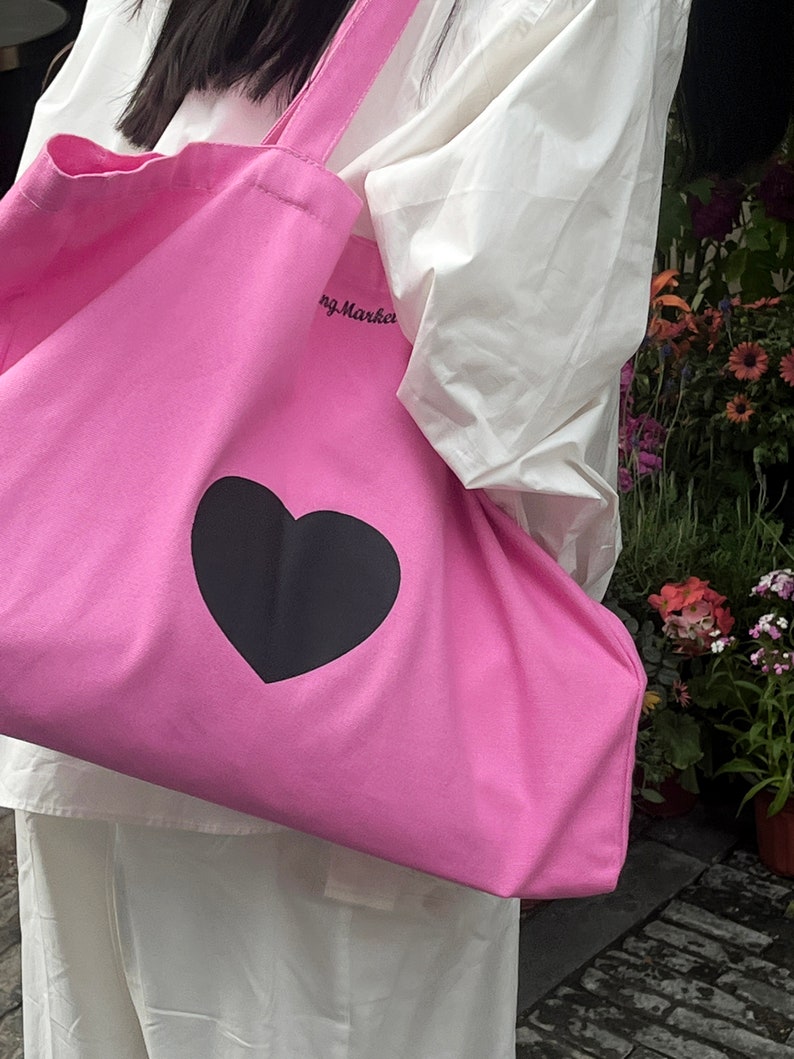 Extra Large Canvas Tote Bag Hot Pink Tote Bag Large Beach Etsy