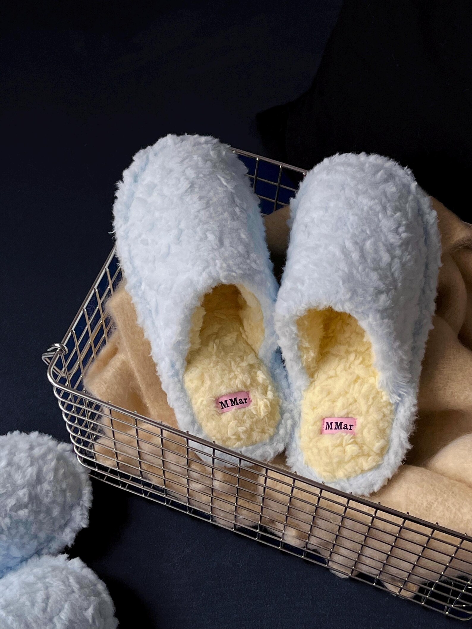 Light Blue Bow Fuzzy Slippers main image 1