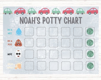 Cars Toilet Training Chart, Potty Training, Potty Chart, Printable Reward Chart, Transport, Editable Template, DIY