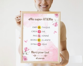 Affiche atsem personnalisée - Affiche atsem définition - Affiche qualité atsem - Cadeau atsem personnalisé - Cadeau atsem fin d'année