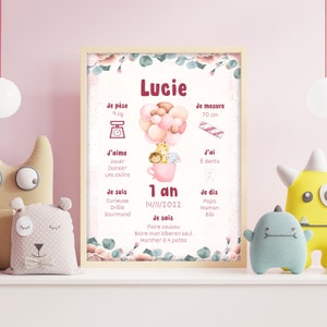 Affiche mes premières fois bébé - Affiche anniversaire personnalisée - Cadeau anniversaire personnalisé - Décoration personnalisée pour bébé