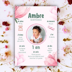 Affiche mes premières fois bébé - Affiche anniversaire personnalisée - Cadeau anniversaire personnalisé - Affiche anniversaire photo