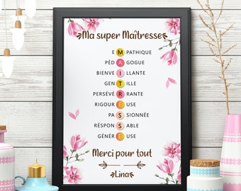 Affiche maîtresse personnalisée - Affiche maîtresse définition - Affiche qualité maîtresse - Cadeau maitresse personnalisé