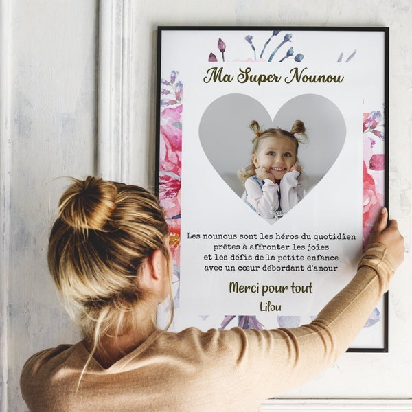 Affiche nounou personnalisée - Affiche citation nounou - Cadeau nounou personnalisé - Affiche remerciement personnalisable - Idée cadeau