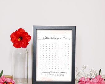 Affiche famille personnalisable - Affiche famille scrabble - Idée cadeau famille - Prénom mots mêlés - Affiche murale personnalisée