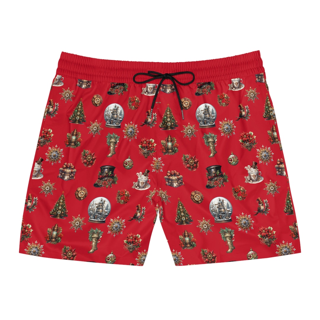 Bespoke Steampunk Classic Men's Midlength Christmas Swim Shorts Etsy