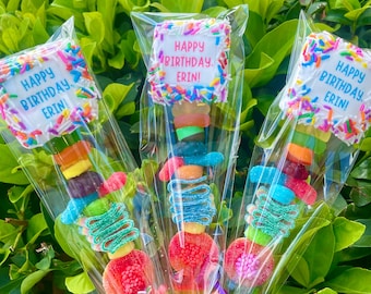 10+ Personalized Message Candy Kabobs, Birthday Party Favors, Party Decor, Birthday Treat, Kids Birthday Party Favor, Custom Party Favors