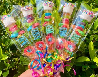 10+ Custom Candy Kabobs, Birthday Party Favors, Candy Skewers