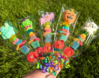 Halloween Candy Kabobs, Party Decor, Birthday Treat, Kids Halloween Party Favor, Halloween Handout Halloween Candy