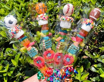10+ SPORTS Candy Kabobs! Personalisierte Partygeschenke, Sport-Gastgeschenke, Geburtstagsgeschenke, Kindergeburtstagsparty, Turniergeschenk