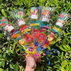 10+ Custom Candy Kabobs! Birthday Party Favors, Party Decor, Birthday Treat, Kids Birthday Party Favor, Candy Skewer, Candy, Kids Bday Candy