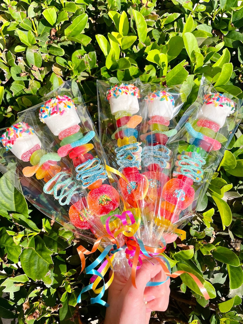 10 Custom Candy Kabobs Birthday Party Favors, Party Decor, Birthday Treat, Kids Birthday Party Favor, Candy Skewer, Candy, Kids Candy image 1
