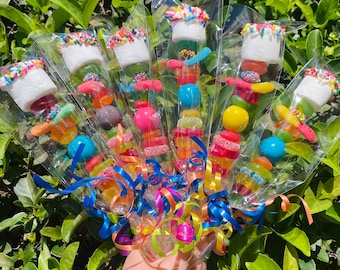10+ gepersonaliseerde snoepkabobs! Gunsten Verjaardagsfeestje, Feestdecor, Verjaardagstraktatie, Gunst verjaardagsfeestje kinderen, Snoepspies, Snoep, Snoep voor kinderen