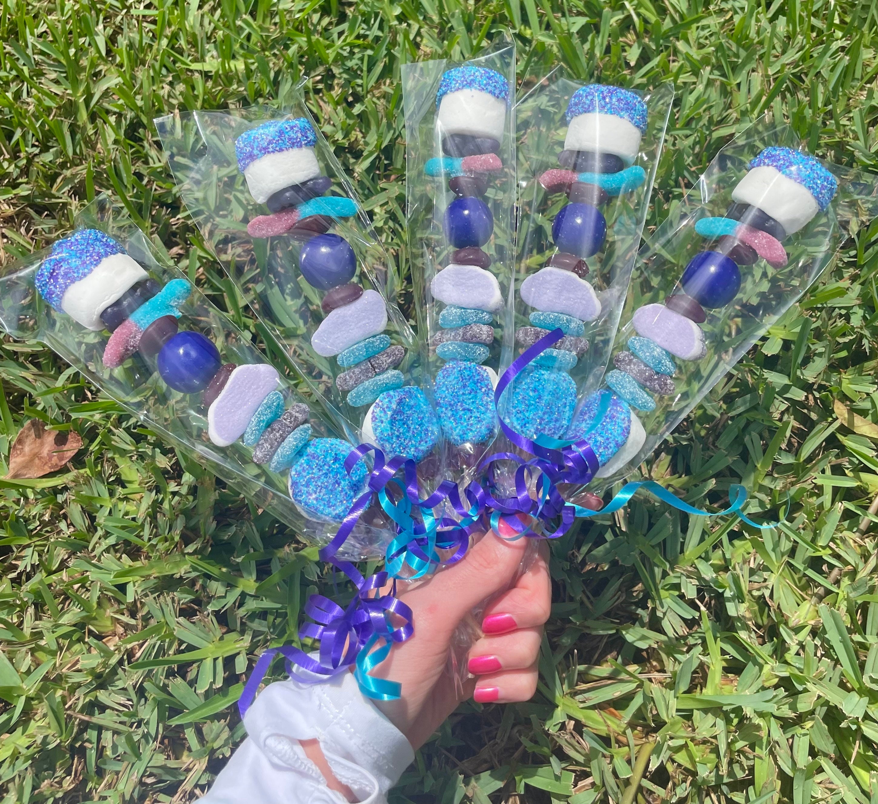 10+ Candy Kabobs! Toddler Birthday Favors, Kids Party Favors, Kids Birthday Decor, Toddler Birthday favors, Purple and Blue Kids Birthday