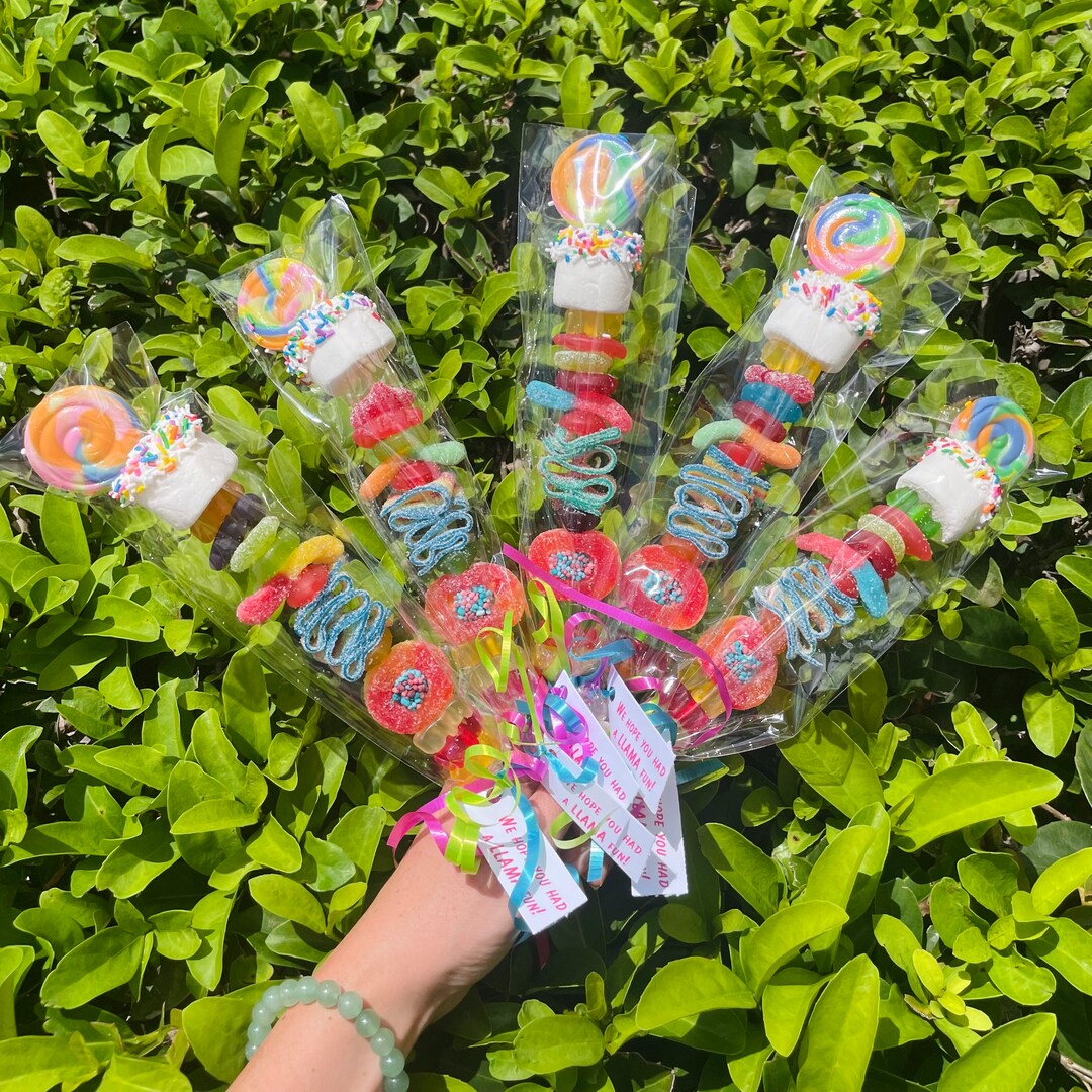 10 Candy Kabobs Birthday Party Favors, Lollipops, Birthday Treat, Kid