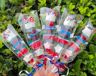 15+ Custom Patriotic Candy Kabobs! 4th of July Party Favors, Birthday Party Favors, 4th of July Kids Favors, Red White and Blue Candy