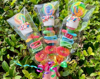 5+ spiedini di caramelle XL! Bomboniere personalizzate per feste di compleanno, decorazioni per feste, dolcetti di compleanno, bomboniere uniche per feste di compleanno, spiedini di caramelle, caramelle, caramelle