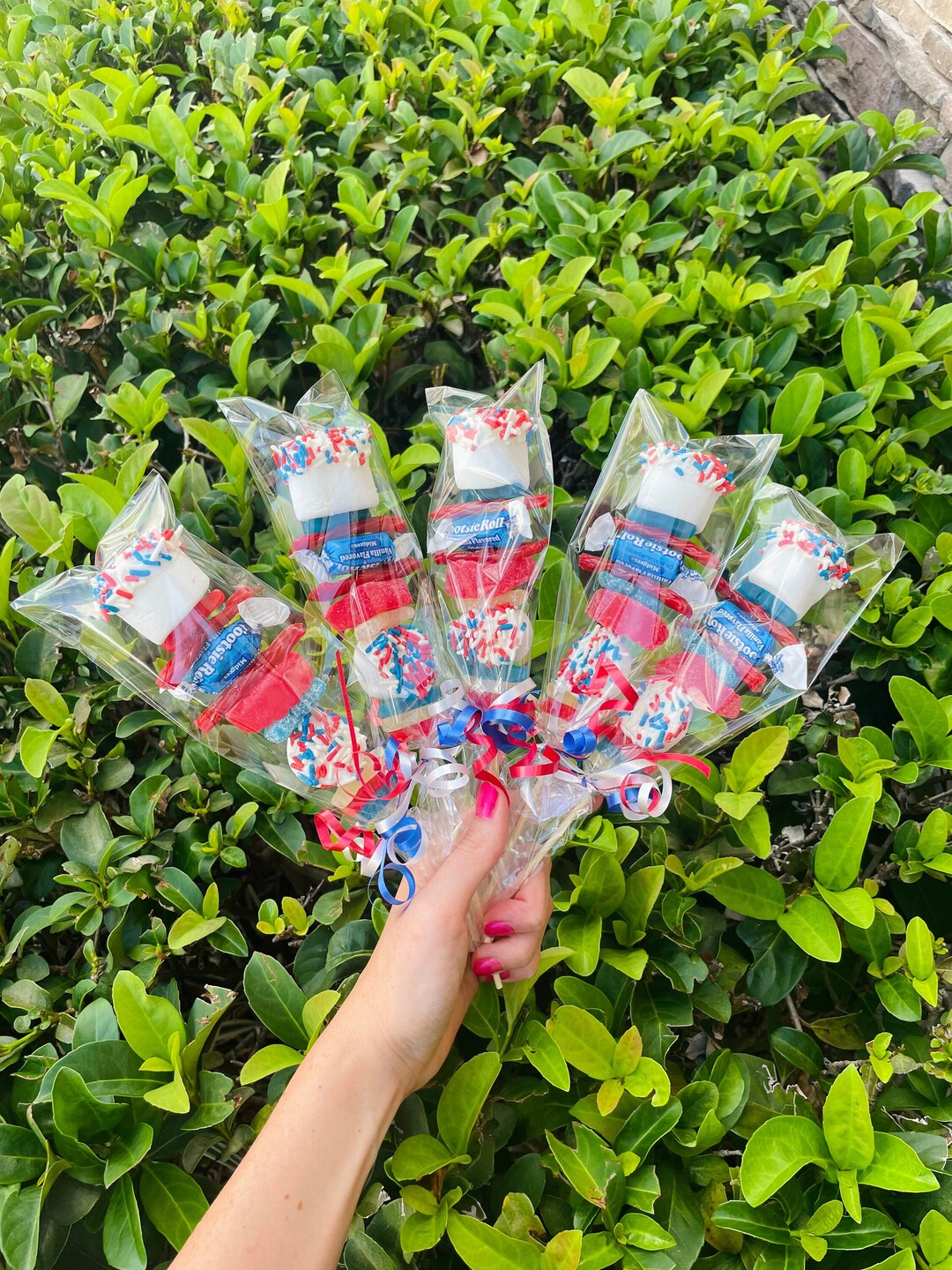 10 Red White and Blue Candy Kabobs 4th of July Party Favors, Birthday