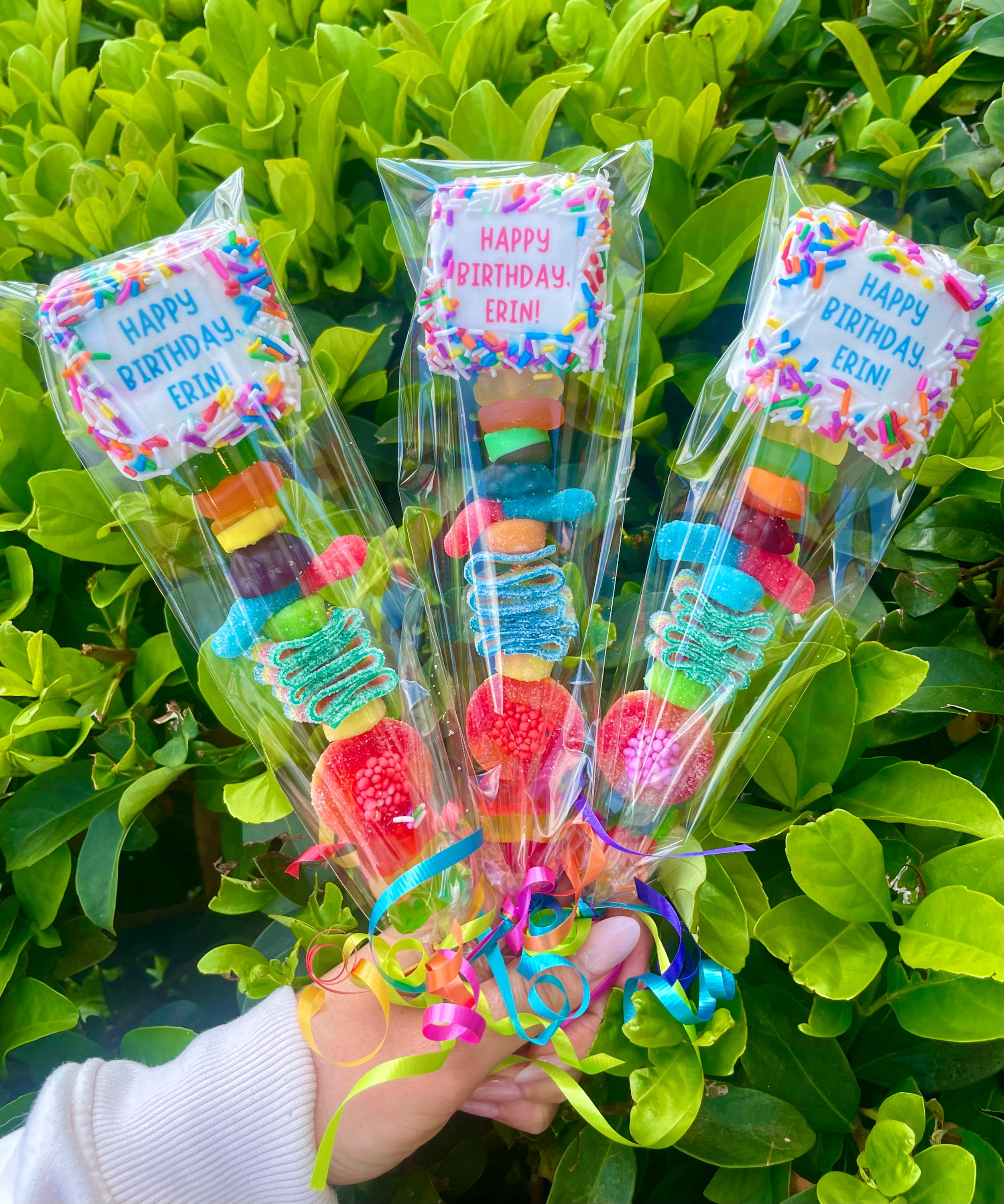 10+ Custom Message Marshmallow Candy Kabobs! Birthday Party Favors, Party Decor, Birthday Treat, Kids Birthday Party Favor, Candy Skewer