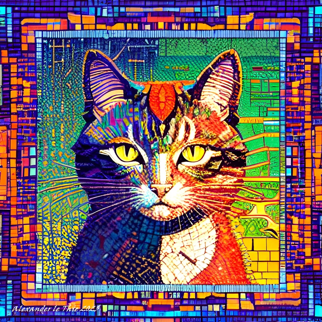 mural-cat-cat-art-cat-love-colorful-cat-cat-mosaic-cat-living
