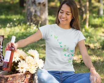 Butterfly Print T-Shirt, Unisex Fit, Soft Cotton Tee