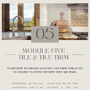 Kitchen Design Course - Module 5 Tile and Tile Trim for Backsplash for DIY Home Remodel Kitchen Design