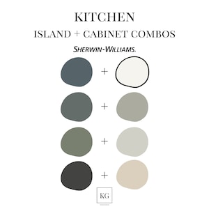 Kitchen Island and Cabinet Combos Paint Concepts, Modern Palette, Sherwin Williams, Interior Paint Scheme, Interior Paint Color