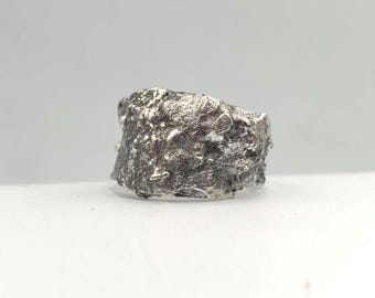 Molten Signet  Ring Liquid Organic Sterling Silver