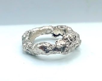Chunky molten sterling silver ring size L 1/2