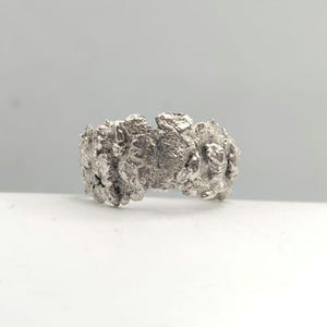 Molten Organic Lava Textured Ring Band Size M 1/2