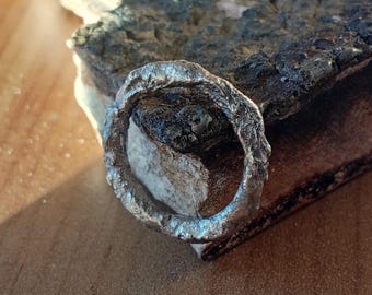 Organic molten silver ring band irregular - Personalised size