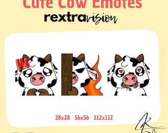 Hand-Drawn Cute Cow Twitch Emotes (Digital Download)