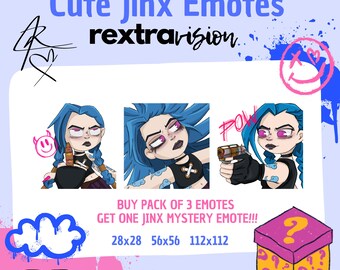 Jinx Arcane Emotes: Hand-Drawn Twitch Emote Set