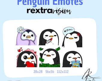 Cute Penguin Twitch Emotes - Hand-Drawn PNG (Digital Download)