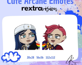 Hand-Drawn Arcane Emotes: Vi and Caitlyn LGBTQ+ Pride Set