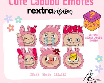 Hand-Drawn Labubu Twitch Emotes: Kawaii Gaming Emote Set
