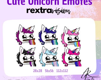 Hand-Drawn LGBTQ+ Unicorn Twitch Emotes