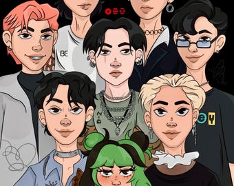 Custom Handmade Drawing with YOU and the BTS Members!